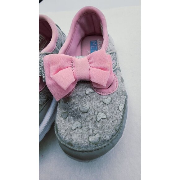 Sketchers memory foam grey pink bow toddler girl shoes size 5 - Picture 8 of 10